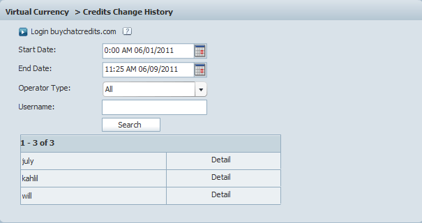 Search Results of Credits Change History of 123 Flash Chat, Chat Software